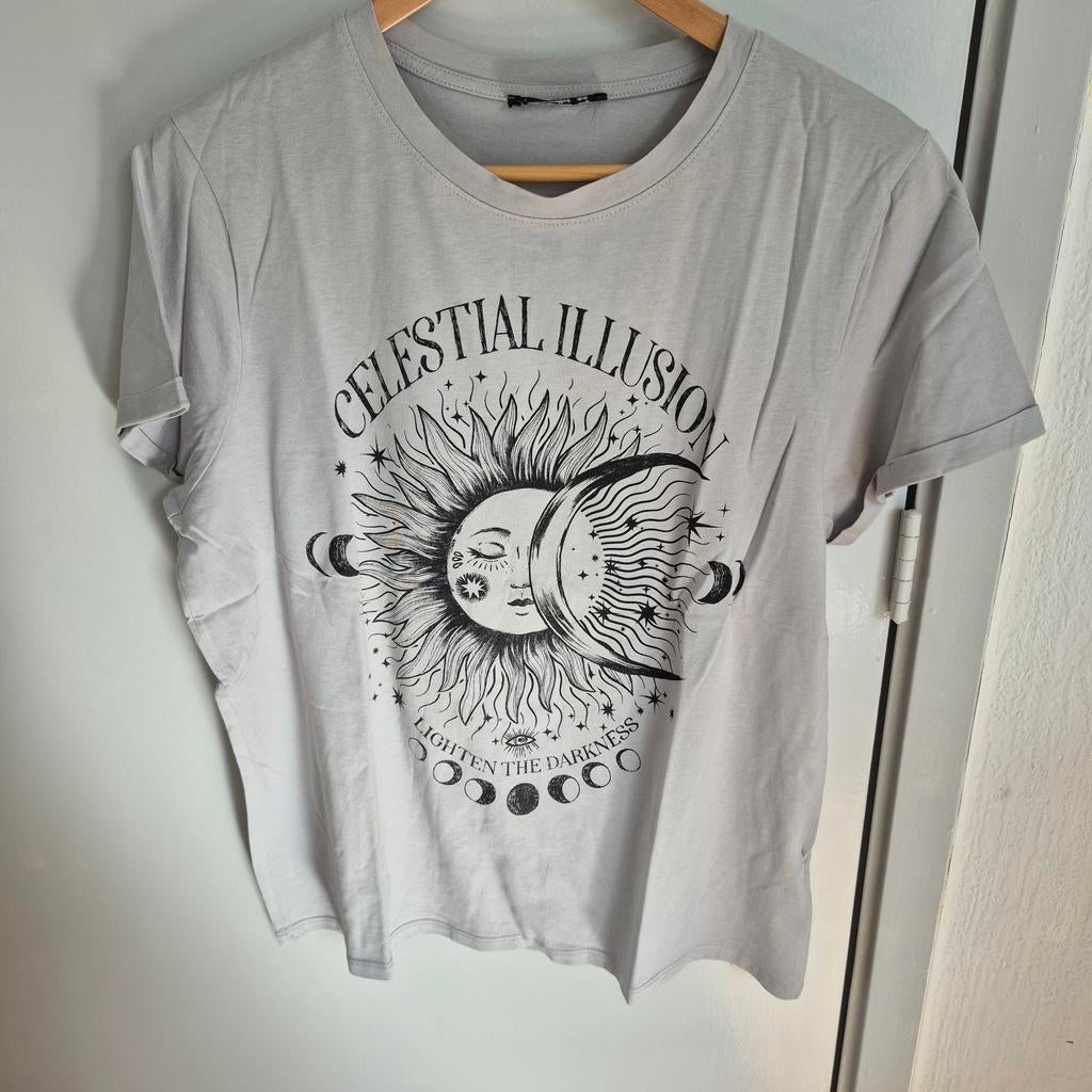 Dames T-shirt ZGAN met zon en maan print, Kleding | Dames, Maat 46/48 (XL) of groter, Ophalen of Verzenden, Zo goed als nieuw
