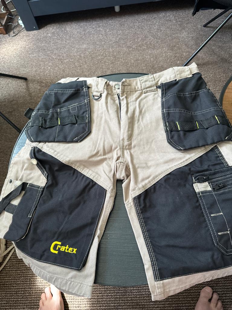 Cratex Werkbroek Kort - Beige/Zwart - Maat L, Ophalen of Verzenden, Nieuw, Maat 52/54 (L), Beige