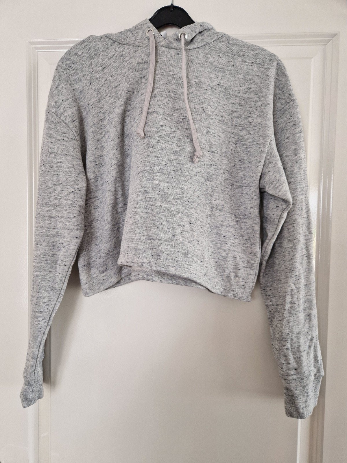 Cropped grijze gemêleerd sweater met capuchon maat S H&M, H&M, Nieuw, Ophalen of Verzenden, Maat 36 (S)