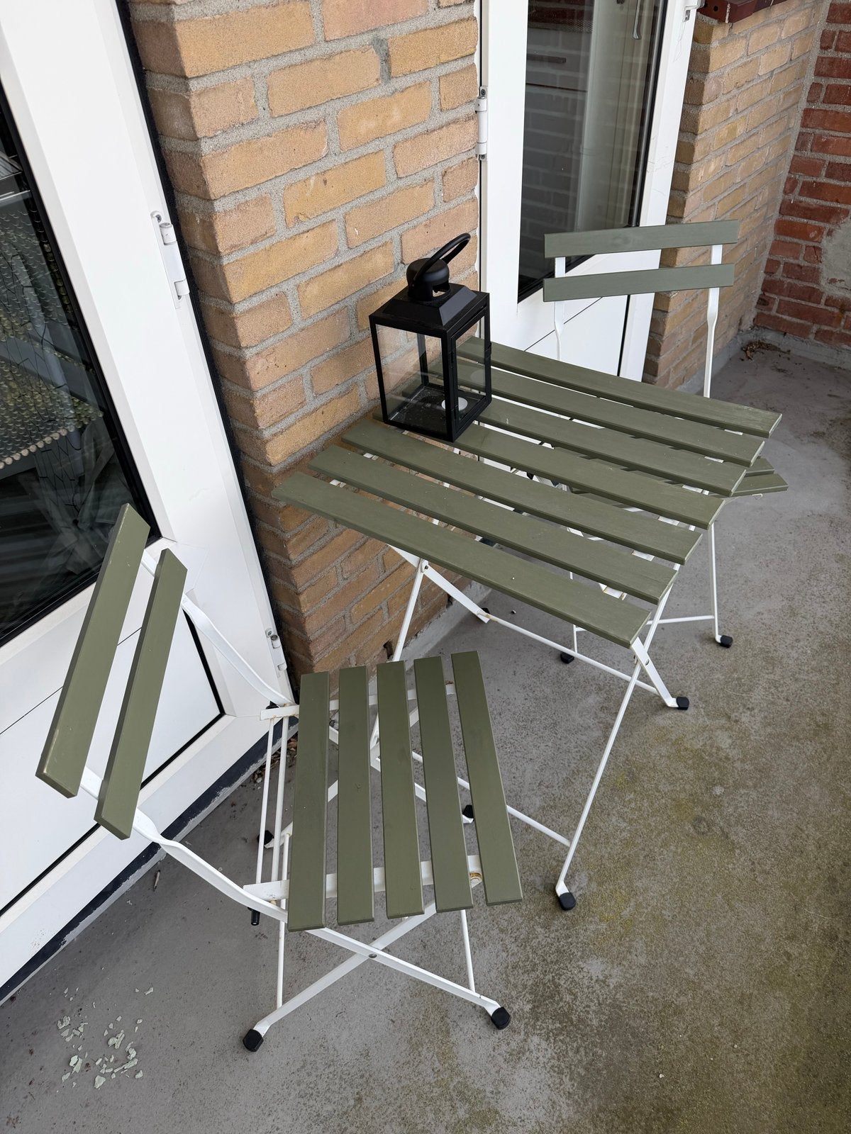 IKEA Tärnö Tuin Klaptafel en Stoelen Groen/Wit, Gebruikt, Eettafel, Tuinset, Hout