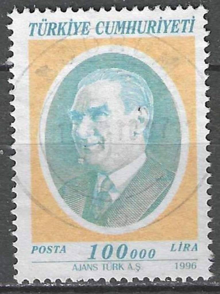 Turkije 1996 - Yvert 2821 - Ataturk - 100000 l. (ST), Verzenden, Overige landen, Gestempeld