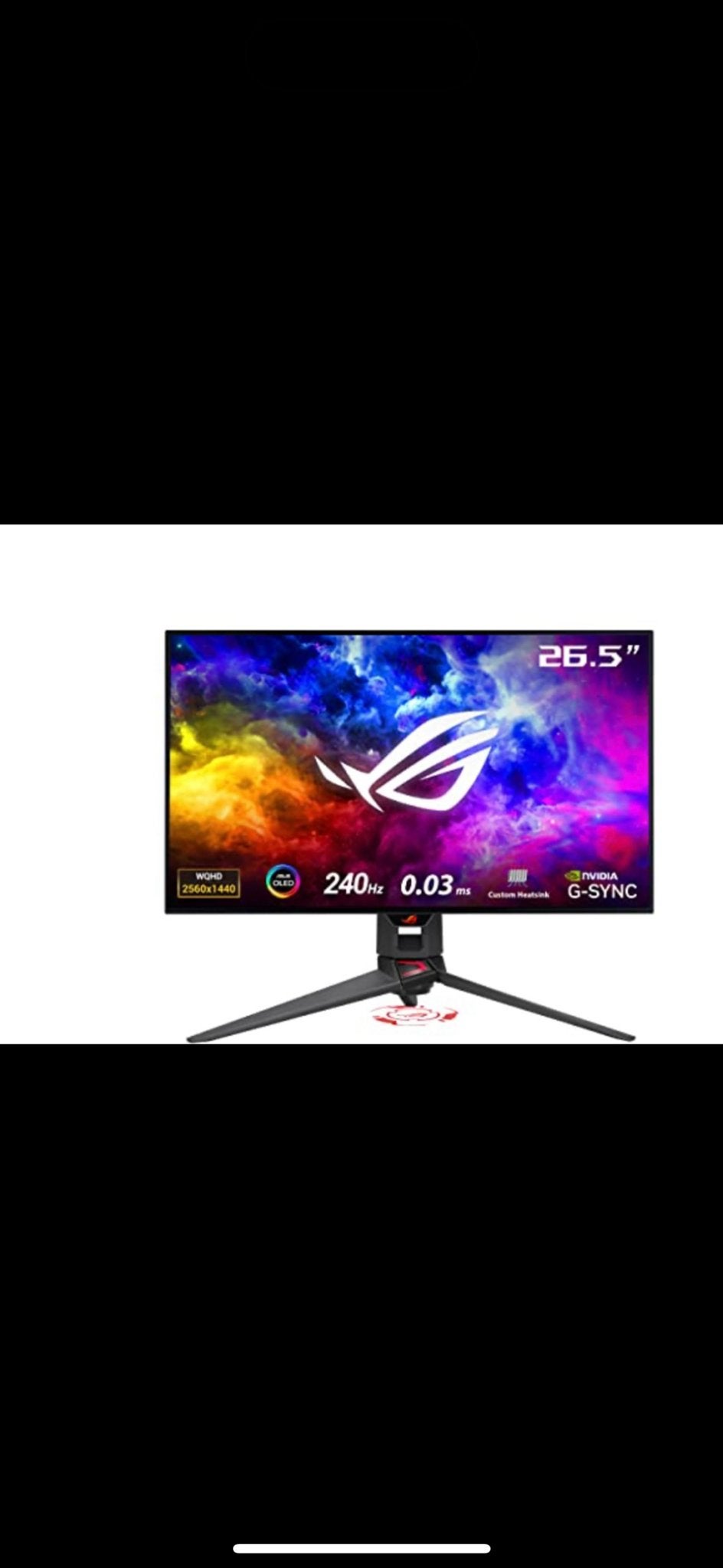 ASUS ROG Swift OLED PG27AQDM Gaming Monitor 26.5 inch, Computers en Software, Monitoren, In hoogte verstelbaar, Minder dan 1 ms