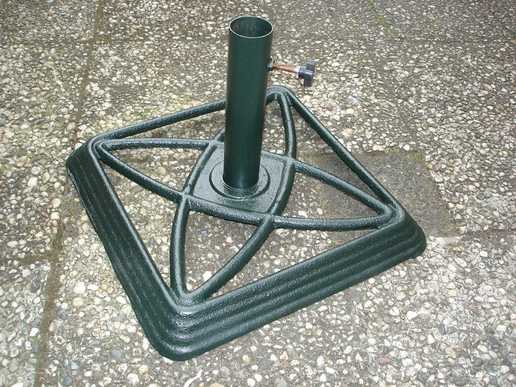 Prachtige donkergroene Gietijzeren Parasolvoet (45 x 45), Tuin en Terras, Ophalen, Gebruikt, Minder dan 1 meter, Overige typen