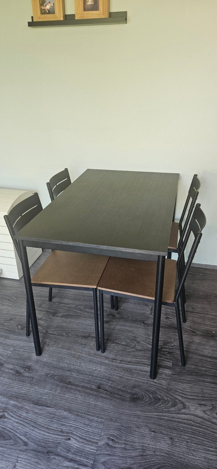 Eettafel met 4 stoelen - Zwart/Bruin, Huis en Inrichting, Overige houtsoorten, Gebruikt, 100 tot 150 cm, Modern