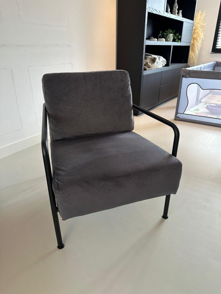 Zuiver X-Bang Loungestoel/Fauteuil (zwart/grijs), Ophalen, Gebruikt, 75 tot 100 cm, Stof