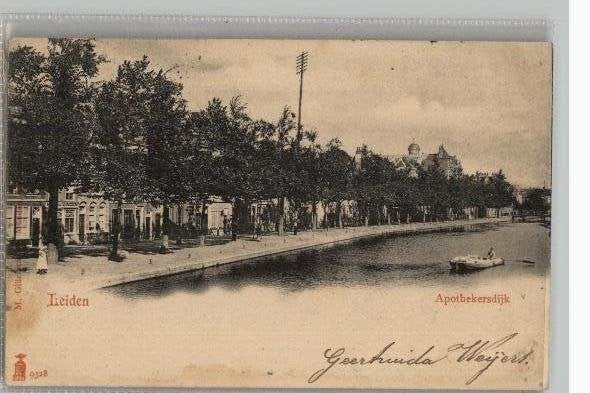 Ansichtkaart Leiden Apothekersdijk uitg M. Glückstadt&Münden, Verzenden, Voor 1920, Gelopen, Zuid-Holland