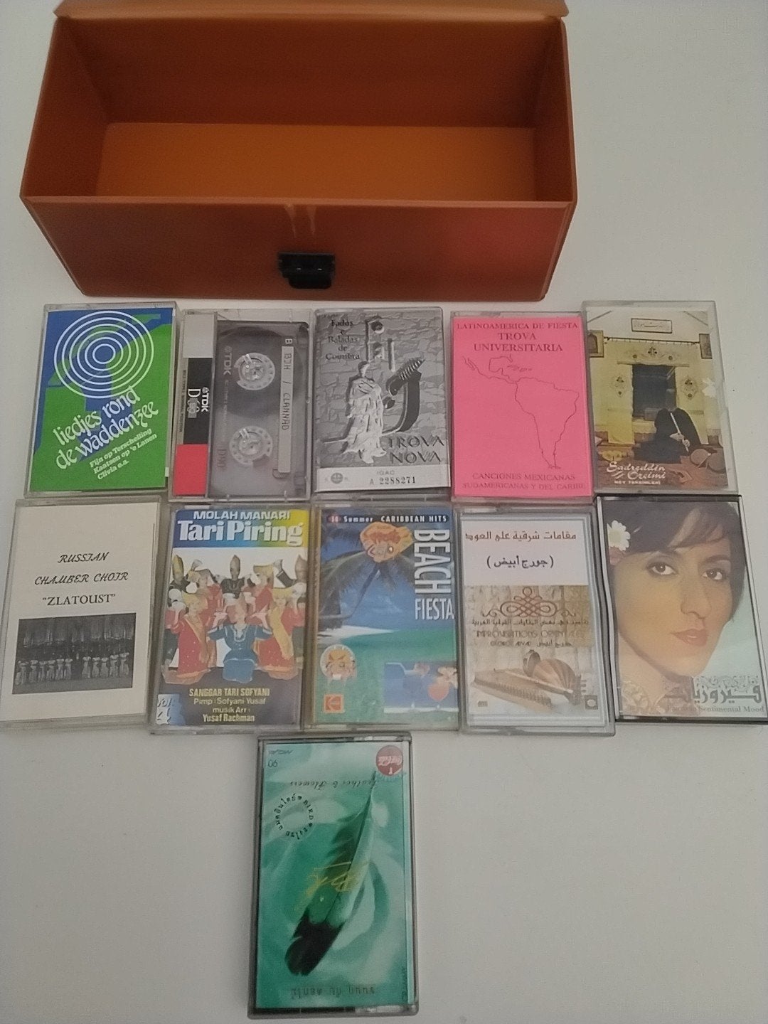 Cassettebandjes collectie met opbergdoos, Gebruikt, 2 t/m 25 bandjes, Ophalen of Verzenden, Voorbespeeld