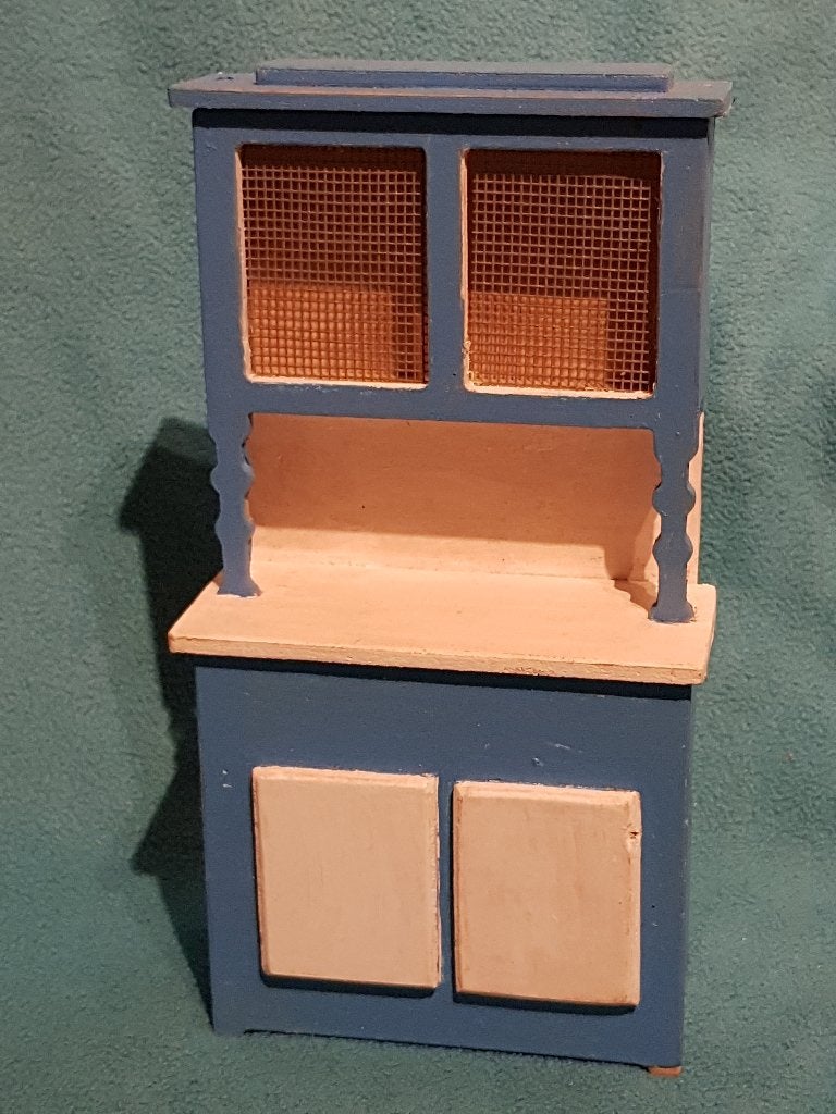 Vintage Poppenhuis Kastje - Blauw met Gaasdeurtjes, Verzenden, Gebruikt, Decoratie