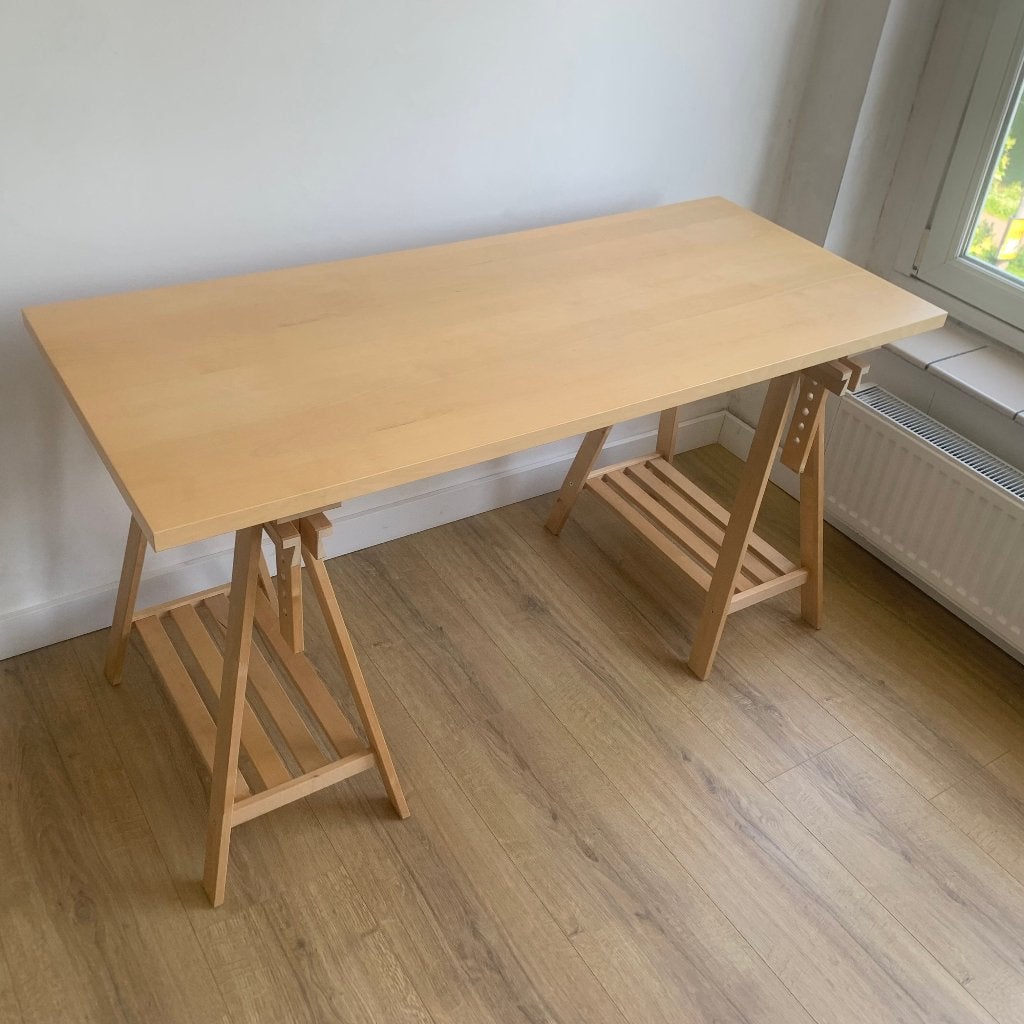 [VERHUISVERKOOP] IKEA bureau LAGKAPTEN / MITTBACK 140x60 cm, Ophalen, Schoolbureau, Zo goed als nieuw, IKEA