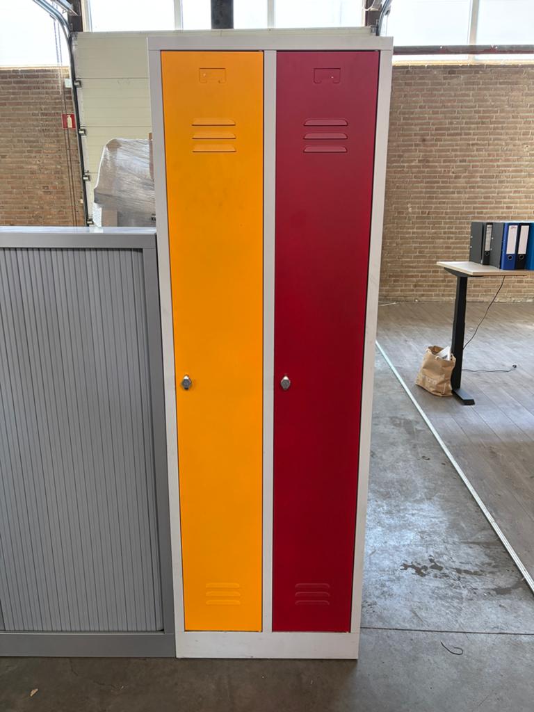 Metalen locker geel rood - 181x59x50 cm, Ophalen, Zo goed als nieuw