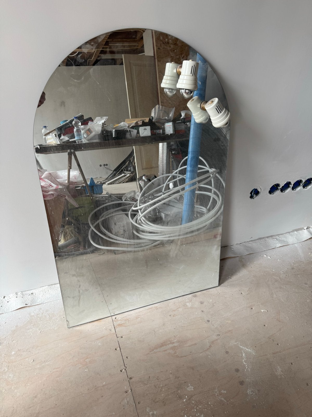 Boogspiegel met verlichting, Huis en Inrichting, Woonaccessoires | Spiegels, Ophalen, Gebruikt, 100 tot 150 cm, Overige vormen