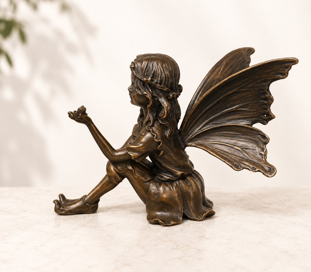 Bronzen beeld/ ELFJE MET VLINDER /FEE / ENGEL, Ophalen of Verzenden, Brons, Beeld