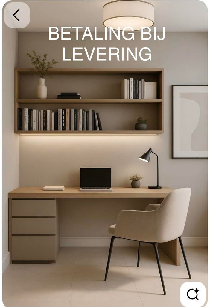 Modern MDF Bureau met Kast - CNC Op Maat Gemaakt, Met lades, Spaanplaat of MDF, Nieuw, Ophalen of Verzenden
