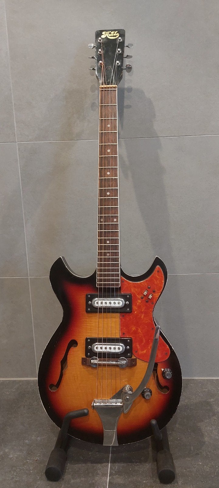 Vintage Hondo II Semi-Hollow Body Elektrische Gitaar, Ophalen of Verzenden, Gebruikt