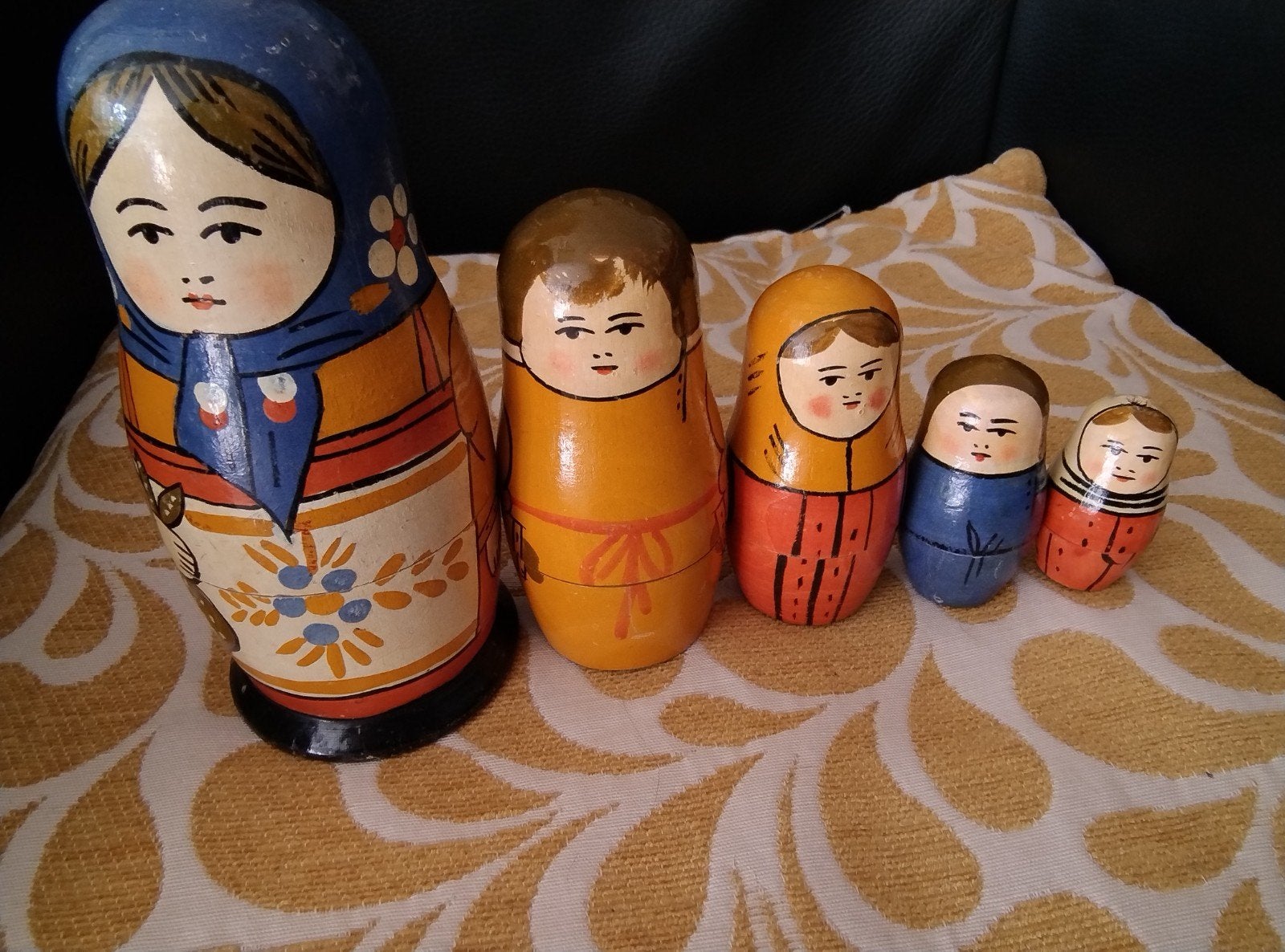 Set van 5 antieke Matroesjkas in mooie antieke staat, Ophalen of Verzenden