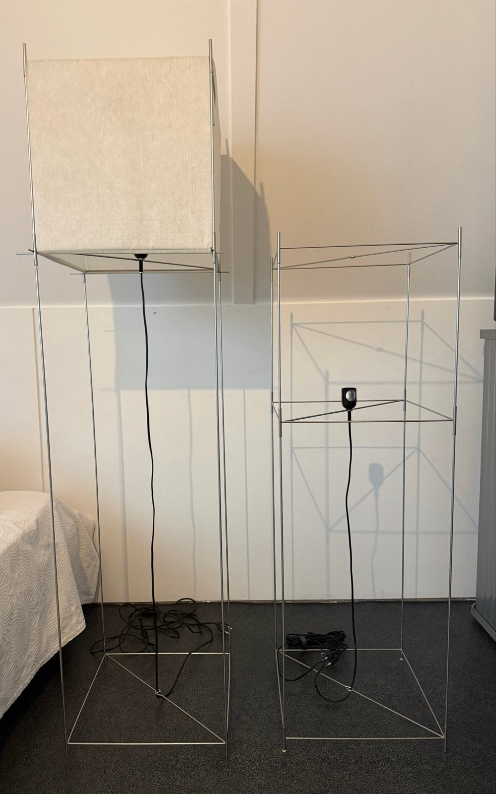 Set van 2 x LOTEK XL design lampen (chroom), Huis en Inrichting, Lampen | Vloerlampen, Ophalen, Gebruikt, Metaal, 150 tot 200 cm