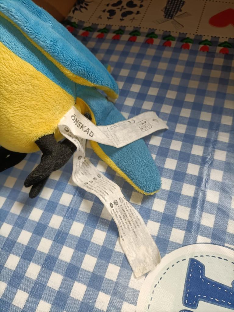Ikea papegaai knuffel 19 cm groot gemeten zonder staart, Ophalen of Verzenden, Zo goed als nieuw, Overige typen