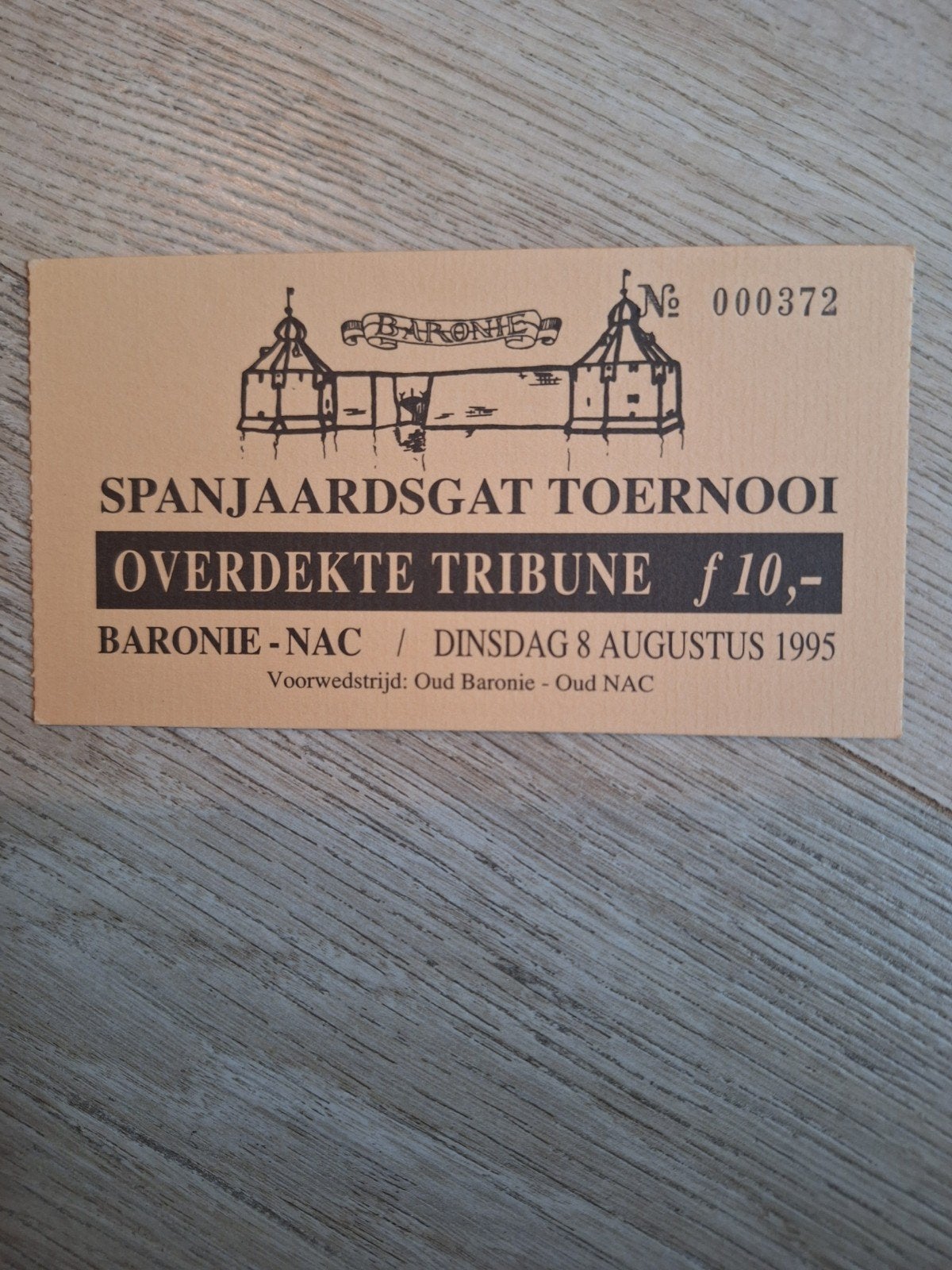 kaartje van Baronie - NAC 8-8-1995, Verzamelen, Sportartikelen en Voetbal, Ophalen of Verzenden, Nieuw, NAC Breda, Overige typen