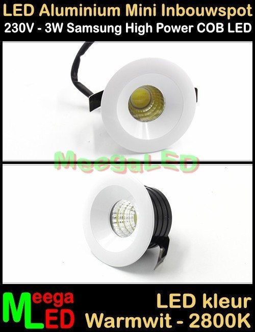 LED Chalet mini inbouwspot spot COB 230V 3watt warmwit M18N, Huis en Inrichting, Lampen | Spots, Overige materialen, Overige merken