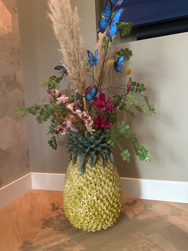 Des Pots Ananas vaas - Uniek design, Huis en Inrichting, 50 tot 75 cm, Geel, Aardewerk of Porselein, Ophalen of Verzenden