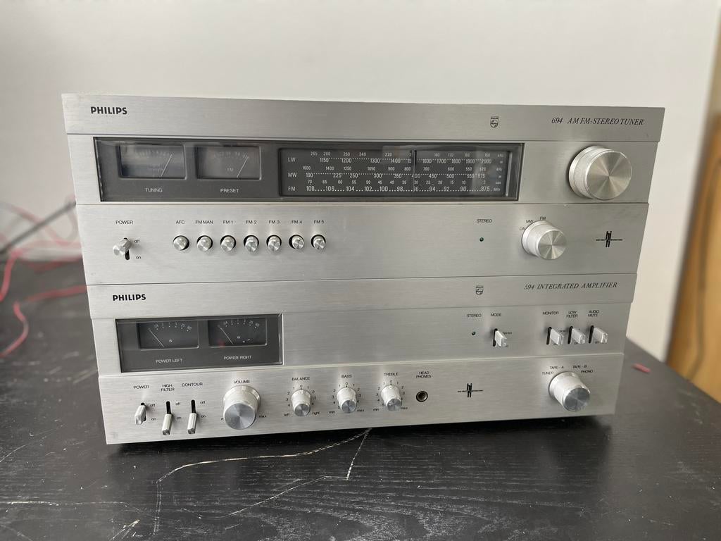 Philips versterker 694 en tuner 594, Gebruikt, Nvt, 120 watt of meer, Stereo