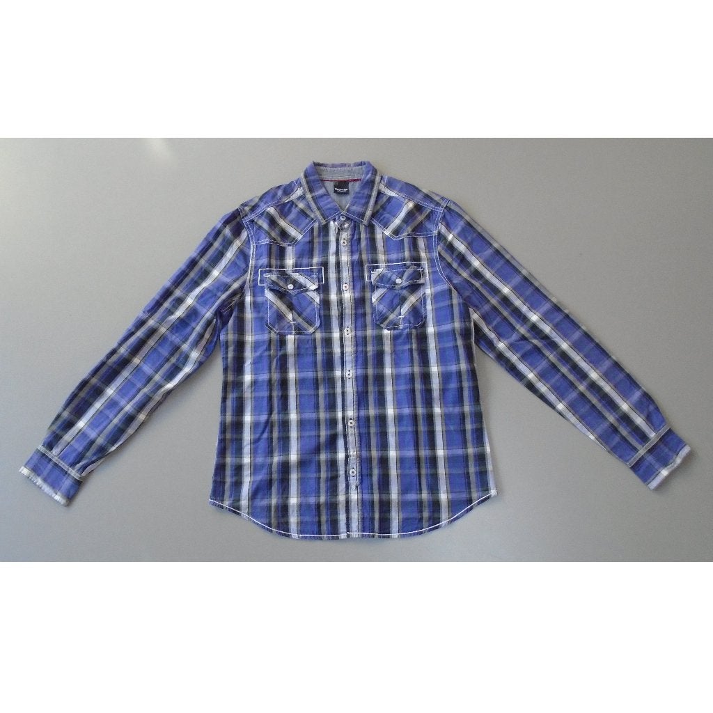 C&A DigginChd Clockhouse paars zwart grijs geruite blouse M, Kleding | Heren, Overhemden, Verzenden, Paars, Gedragen, Halswijdte 39/40 (M)