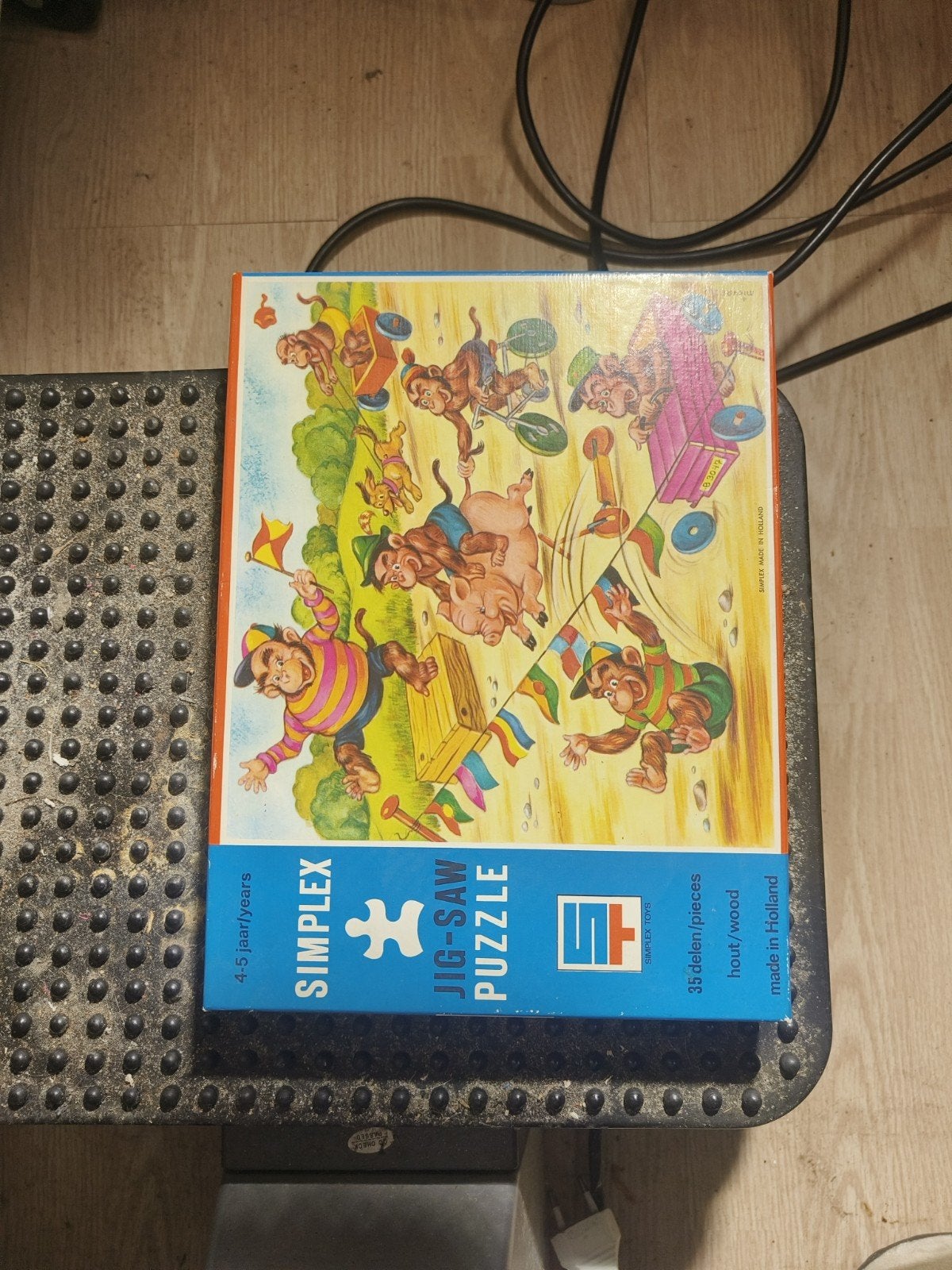 Vintage  houten Simplex Jigsaw Puzzel Apen en Varkens 35, Gebruikt, 10 tot 50 stukjes, Ophalen of Verzenden, Van hout
