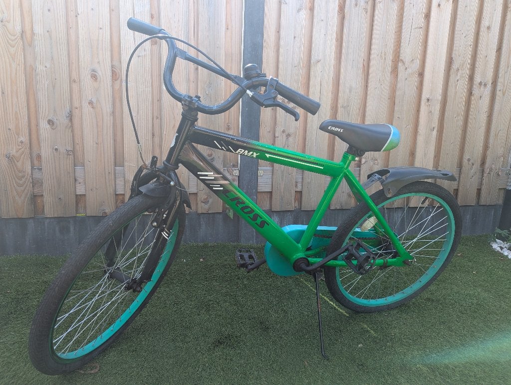 BMX Cross Jongensfiets 22 inch (Groen/Zwart), Fietsen en Brommers, Ophalen, Gebruikt, CROSS, Terugtraprem