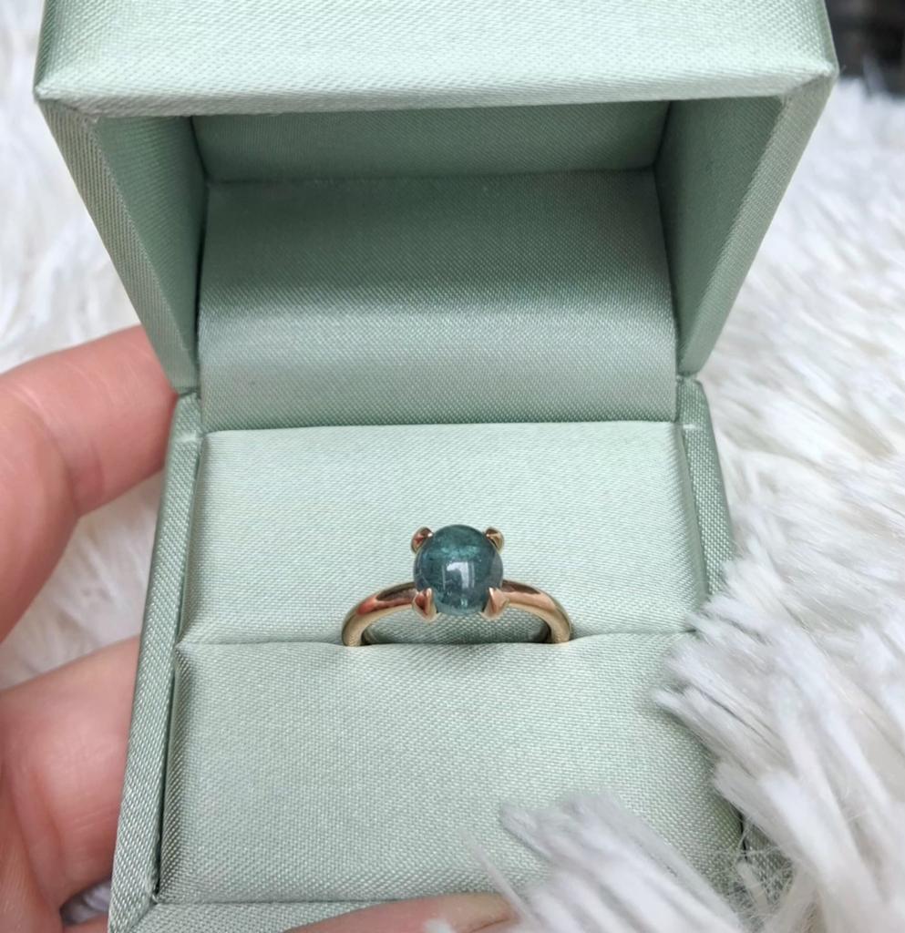 Bron ring met indigoliet (toermalijn) edelsteen, Sieraden, Tassen en Uiterlijk, Ringen, Gebruikt, Ophalen of Verzenden, 17 tot 18