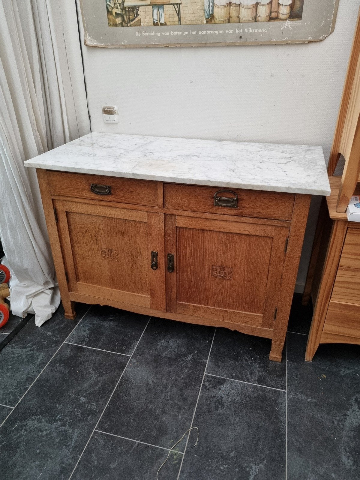 mooi vintage dressoir wasmeubel commode marmeren plaat en ac, Huis en Inrichting, Ophalen, 25 tot 50 cm