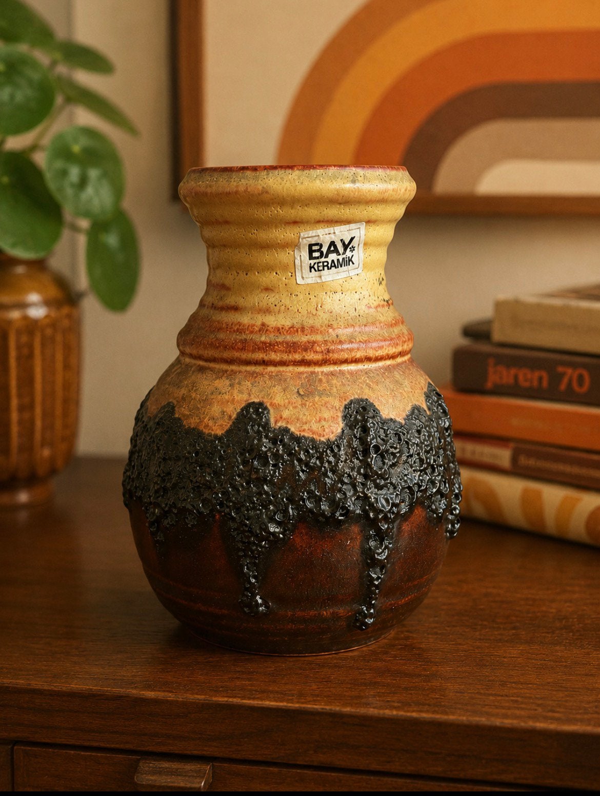 Vintage bay keramiek west germany fat lava vaas, Antiek en Kunst, Antiek | Vazen, Ophalen of Verzenden