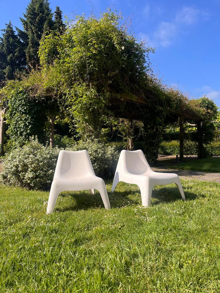 Set van 2 witte kunststof tuinstoelen Ikea Vågö, Ophalen, Gebruikt, Kunststof