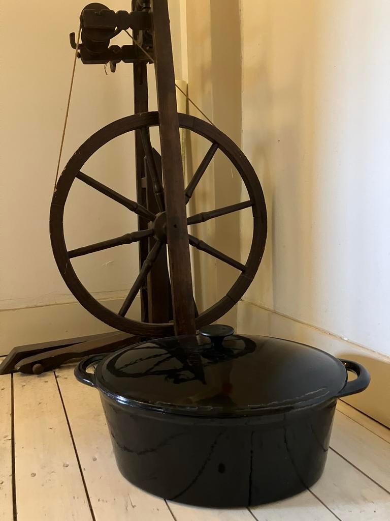 Cocotte - Originele Franse Gietijzeren Braadpan, Huis en Inrichting, Ophalen of Verzenden, Gebruikt, Gietijzer, Koekenpan of Braadpan