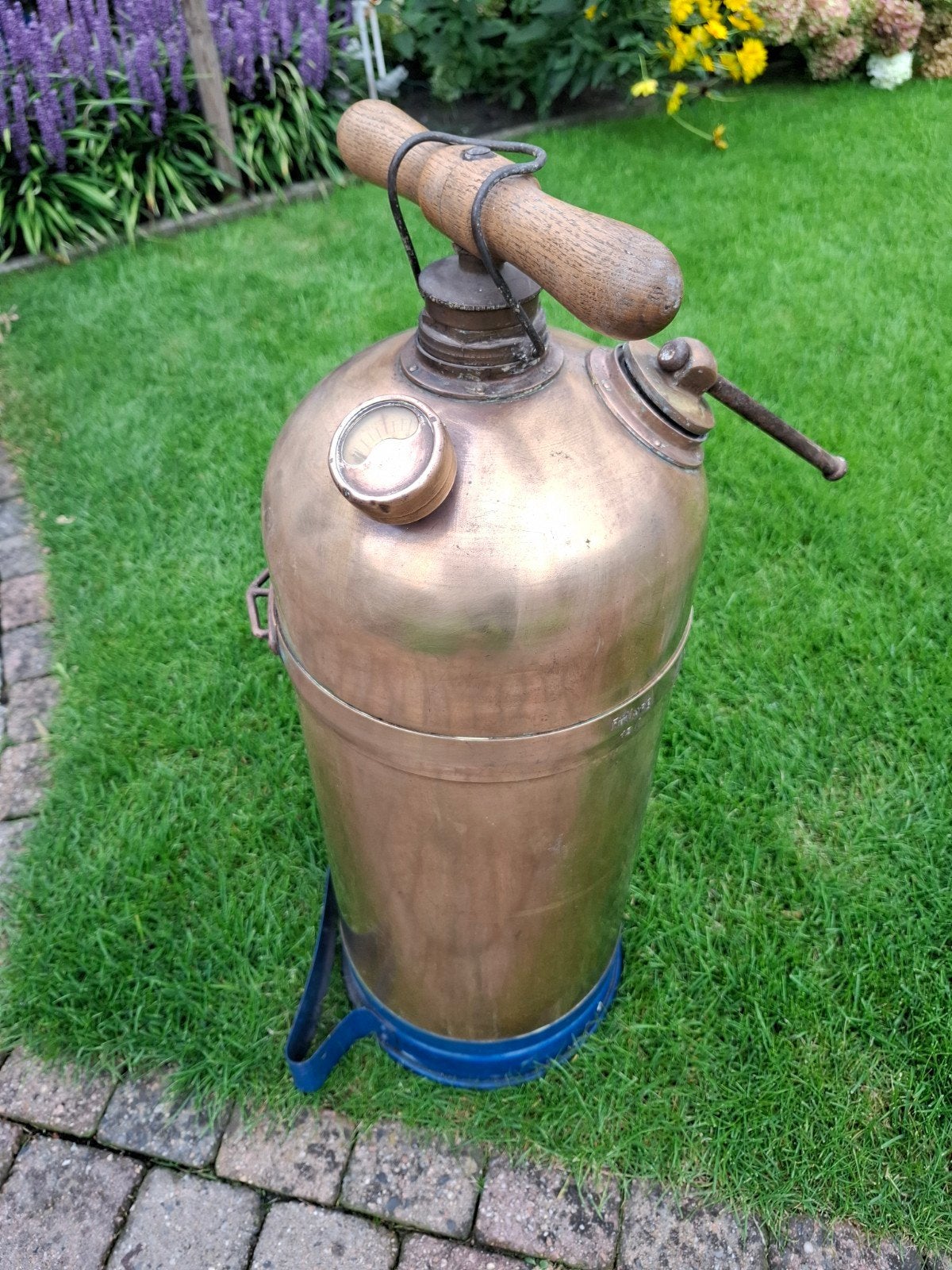 Vintage koperen gifspuit / drukspuit - decoratief, Antiek en Kunst, Ophalen