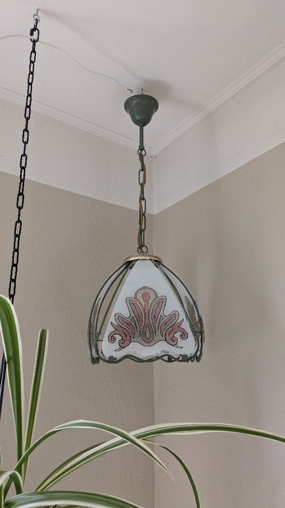 Vintage Hollywood regency hanglamp, Ophalen, Gebruikt, Vintage, E27 (groot)