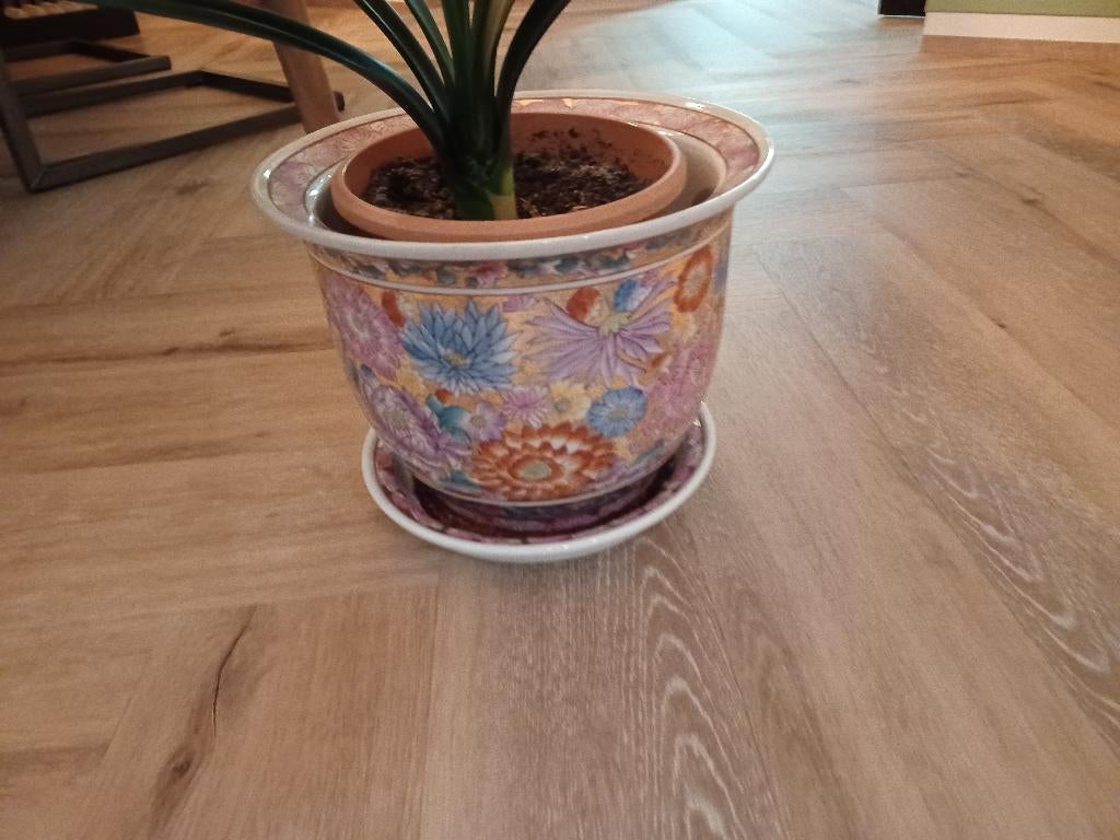 Mooie goud Imari-porseleinen bloempot, Antiek en Kunst, Ophalen
