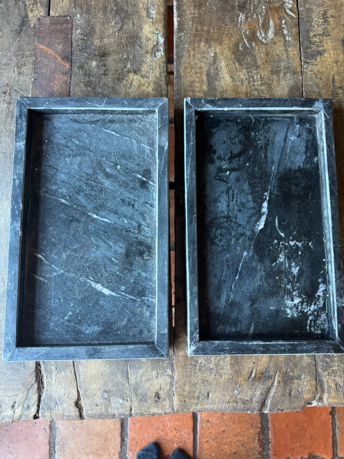 Marmere plateau’s voor badkamer of dergelijk, Huis en Inrichting, Ophalen, Zo goed als nieuw, Rond, Hout