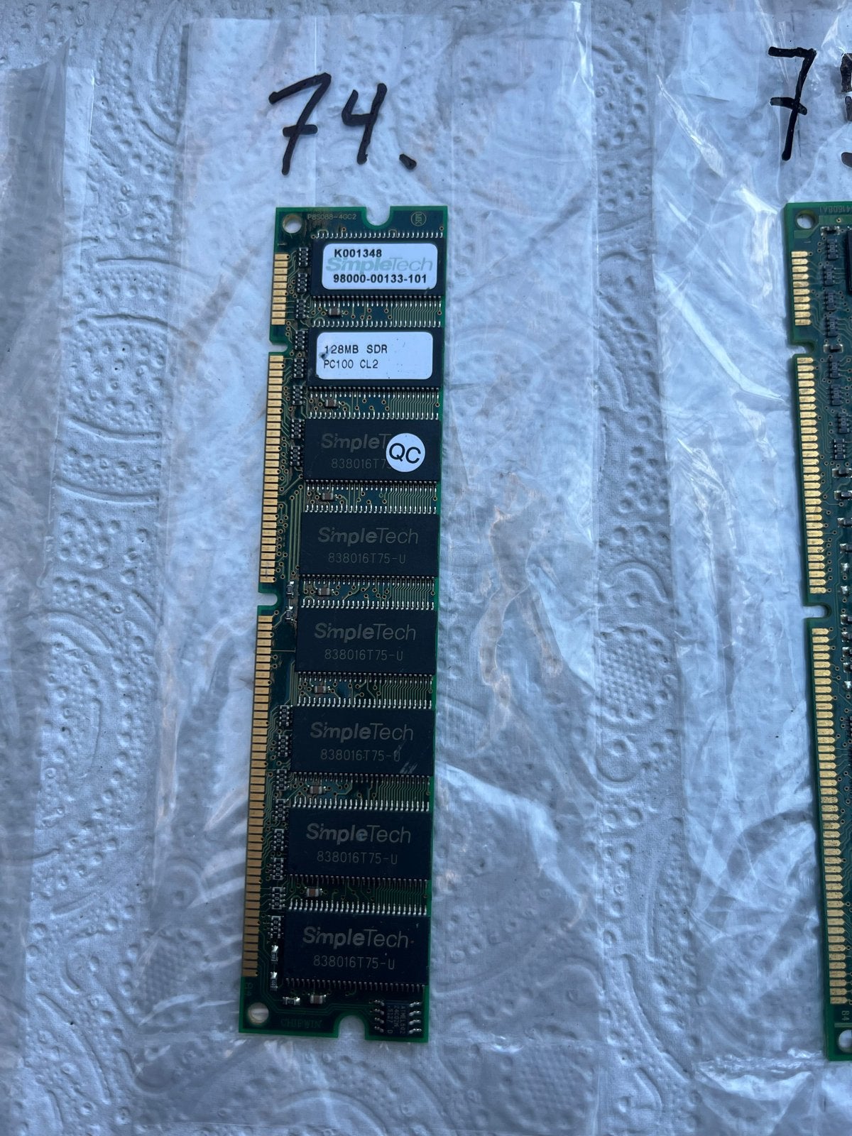 #74 - SimpleTech 128MB SDR PC100 CL2 Geheugenmodule, Computers en Software, RAM geheugen, Verzenden, Server, DDR, Gebruikt