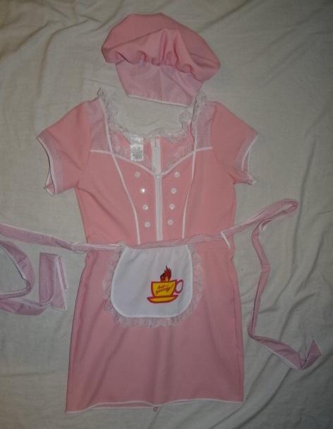 Leuk wit/roze SERVEERSTER jurk + hoedje, Kleding | Dames, Ophalen, Carnaval, Kleding, Maat 36 (S)