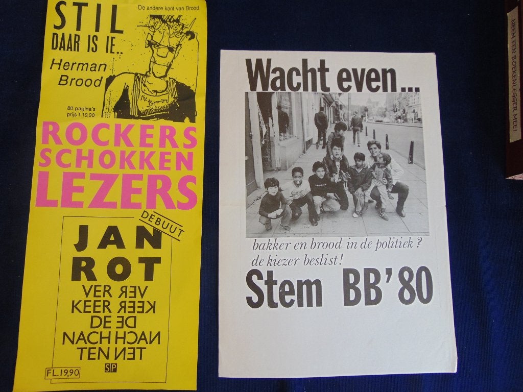 2x affiche Herman Brood; redelijk goede staat, Ophalen of Verzenden, A1 t/m A3, Film en Tv, Rechthoekig Staand