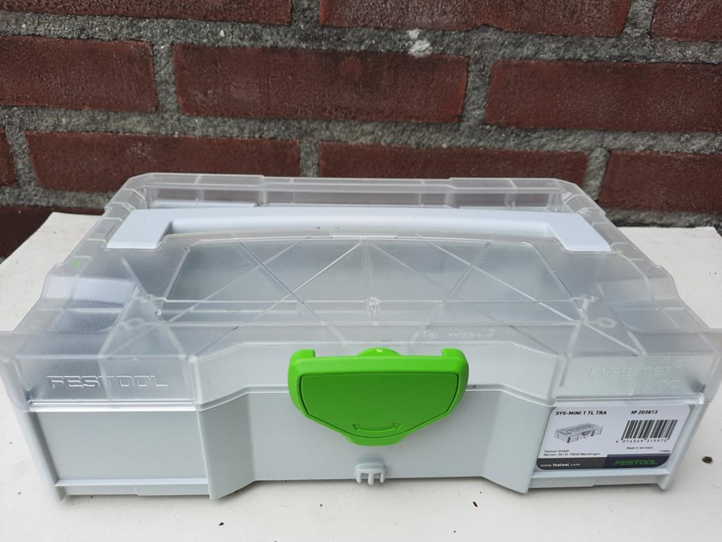 Festool Systainer SYS-MINI 1 TL TRA - Compacte Opbergbox, Ophalen of Verzenden, Zo goed als nieuw