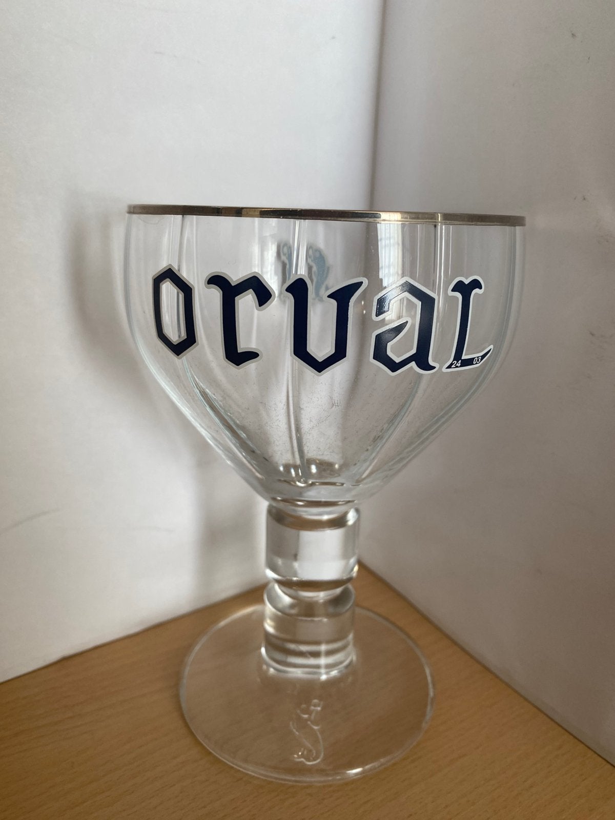 Orval bierglas Trappist kelk 24 03, Verzamelen, Biermerken, Ophalen of Verzenden, Zo goed als nieuw, Glas of Glazen, Overige merken