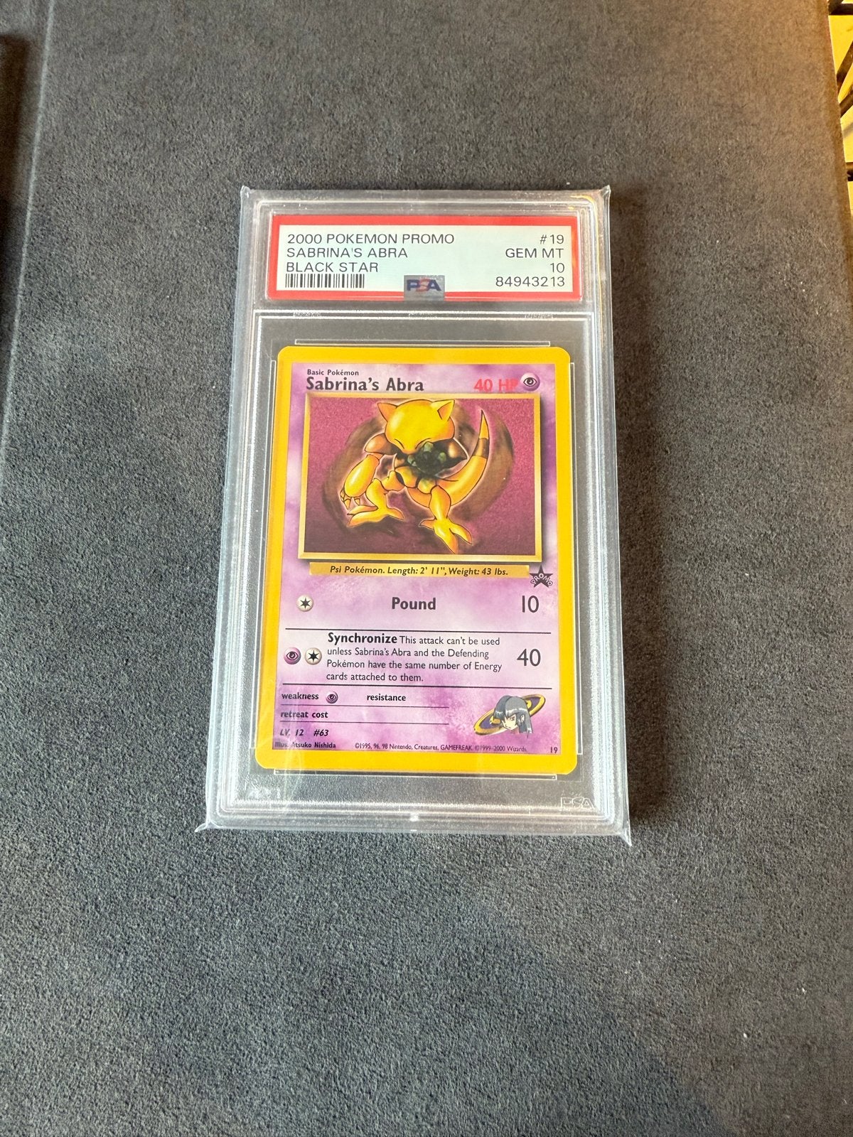 Sabrina's Abra  Pokémon Promo Black Star #19 PSA 10 GEM MT, Ophalen, Nieuw, Losse kaart