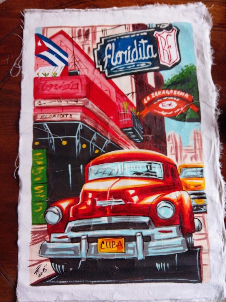 Geschilderd doek Cuba, Ophalen of Verzenden, Zo goed als nieuw