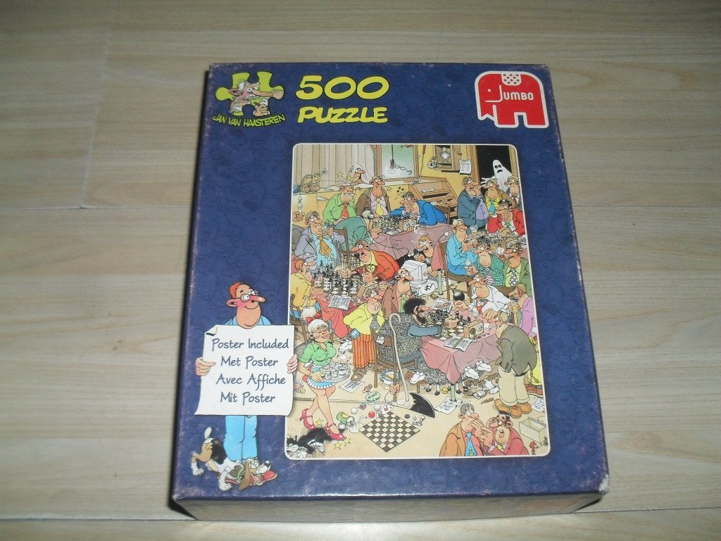 Jan van Haasteren puzzle 500 stukjes De Schaakclub, Ophalen, 500 t/m 1500 stukjes, Zo goed als nieuw, Legpuzzel
