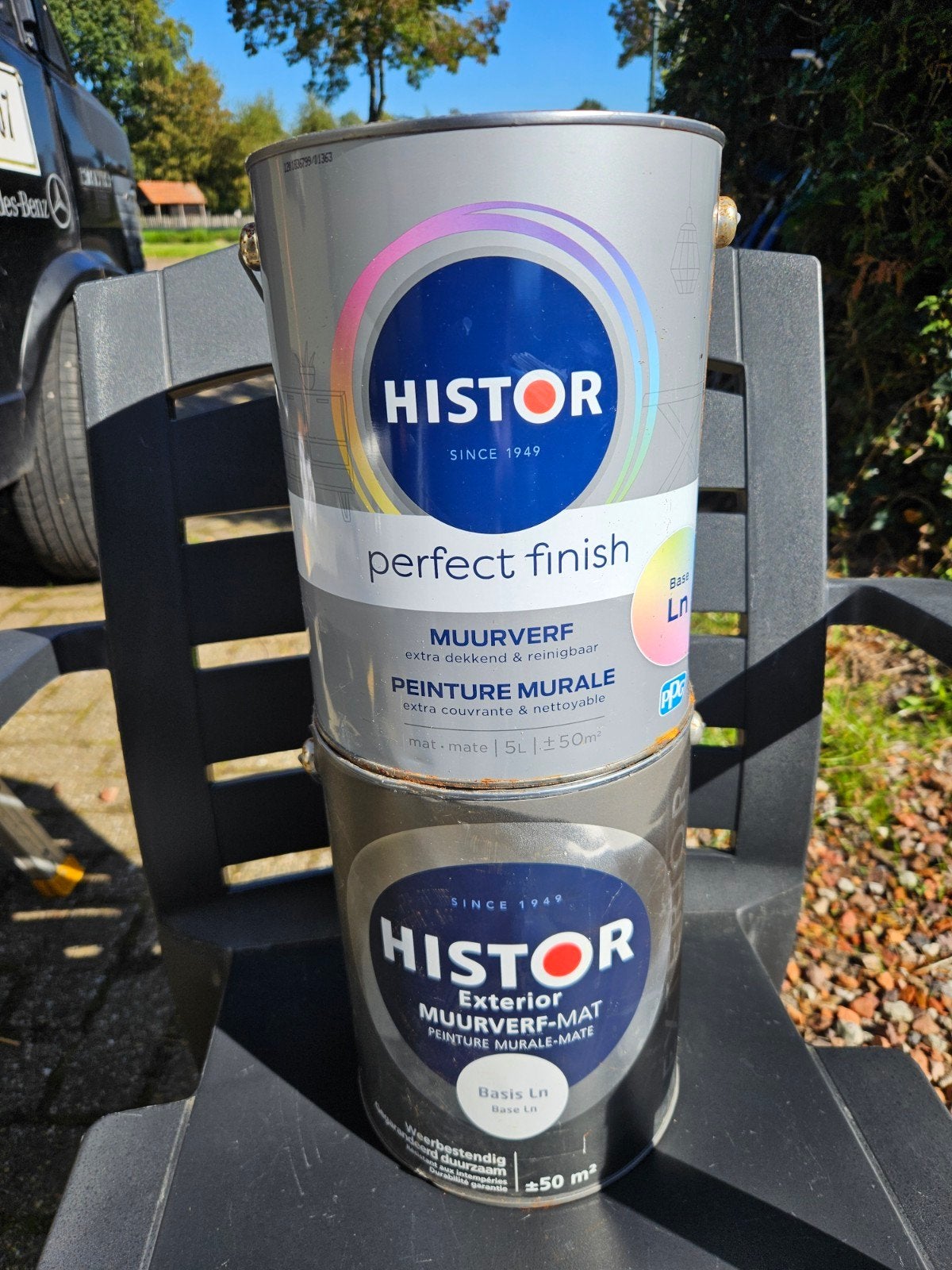 HISTOR 9010 WIT 5 EN 10 LITERS EN ZWART 7021.ZIE ALLE FOTO S, Ophalen of Verzenden, Nieuw, Wit