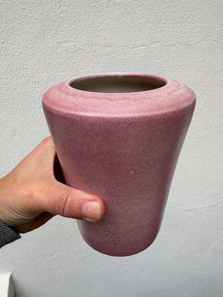 Retro vintage jaren 70 roze vaas gespikkeld mauve, Antiek en Kunst, Antiek | Vazen, Ophalen of Verzenden