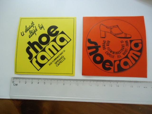 sticker oud Sprang Capelle SHOERAMA schoenen retro winkel, Verzamelen, Verzenden, Zo goed als nieuw, Bedrijf of Vereniging
