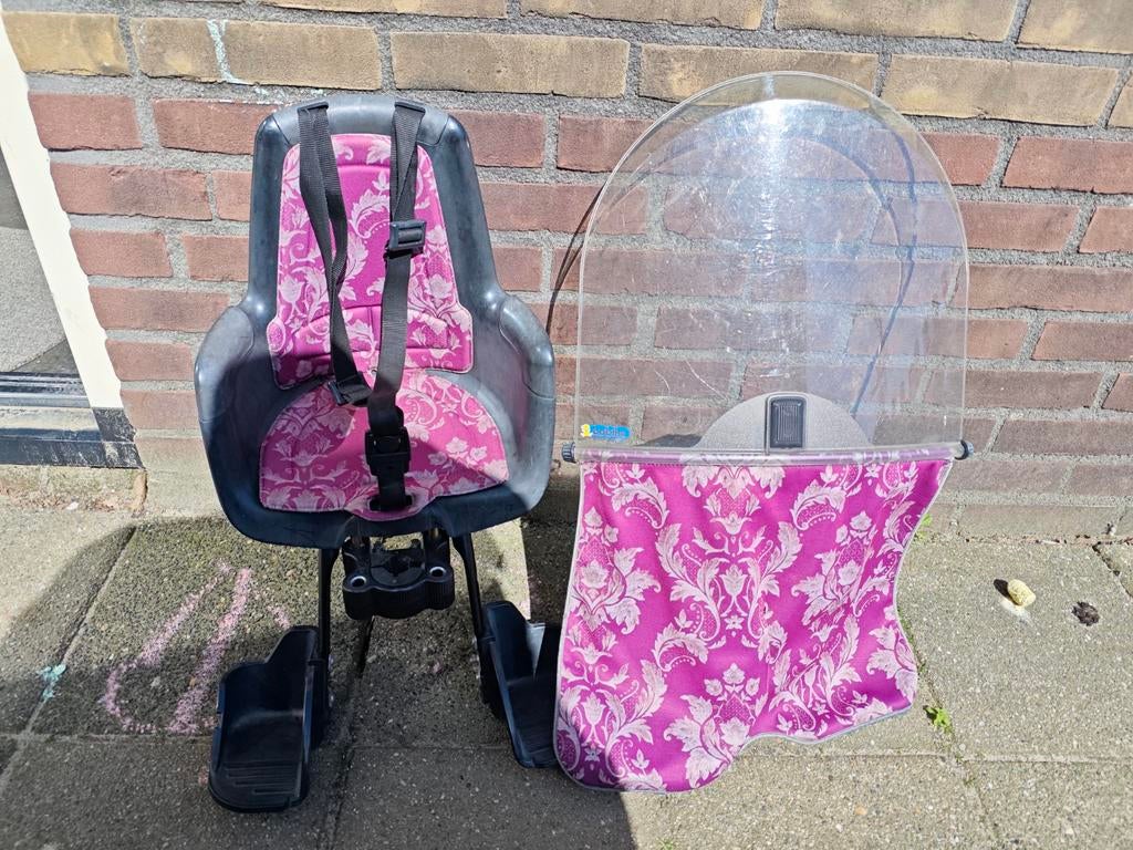 Kinderzitje Bo-Bike voor met windscherm, 0 t/m 18 kg, Voorzitje, Ophalen, Bo-Bike