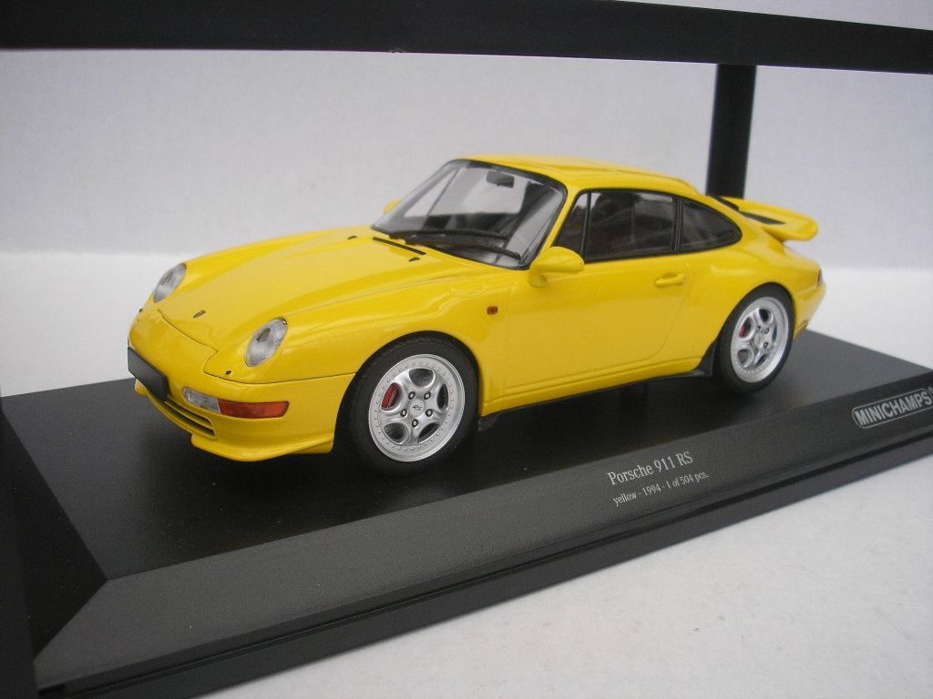 Porsche 911 (993) Carrera RS 1994 Geel 1/18 Minichamps, Ophalen of Verzenden, Nieuw, Auto, MiniChamps